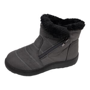 RXFSP Gray Faux Fur Lined Puffer Side Zip Snow Ankle Boots 6 Women's